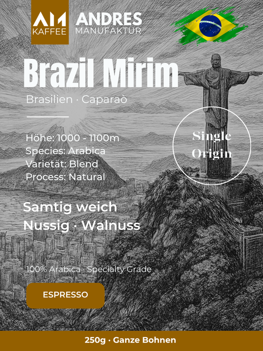Brazil Mirim Kaffee Etikett – Single Origin 100% Arabica Espresso Röstung Andres Kaffeemanufaktur