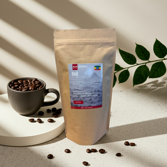 Guji Äthiopien Single Variety Espresso – samtig weich, Pflaume, Johannisbeere, Zitrus · Andres Kaffeemanufaktur Dornbirn