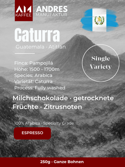 Caturra Single Variety Kaffee Etikett – schokoladig, komplex, Espresso Röstung Andres Kaffeemanufaktur