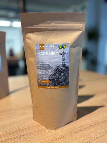 Brazil Mirim Single Origin Espresso – samtig weich, Walnuss, cremige Süße · Andres Kaffeemanufaktur Vorarlberg